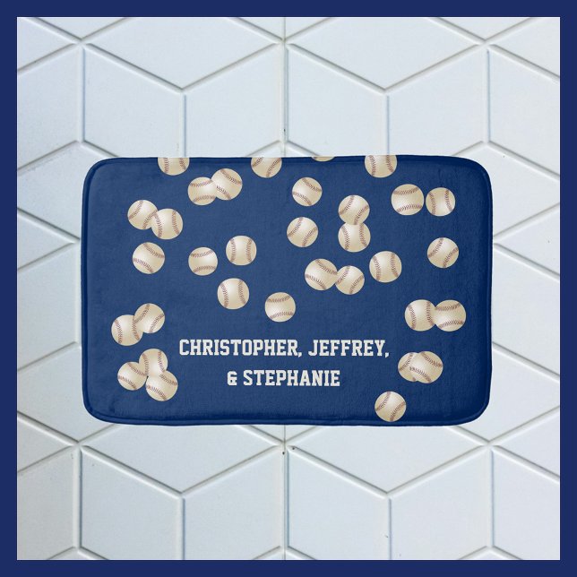 Baseball Dark Blue, Choose Your Colour Personalise Bath Mat (Creator Uploaded)
