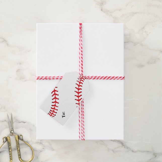 Baseball Design Gift Tag (With Twine)