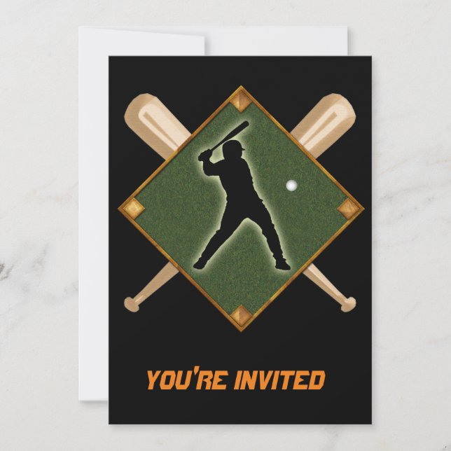 Baseball Diamond Batter 1 Invitation (Front)