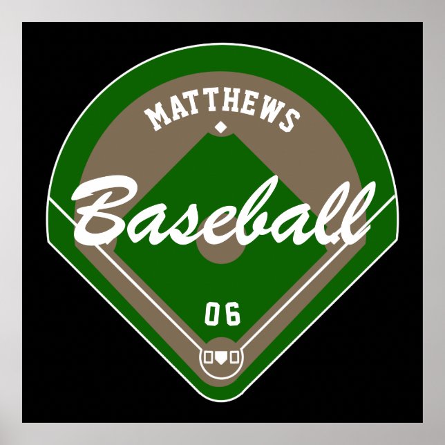 Baseball Diamond Player Name and Number Poster (Front)