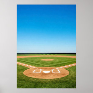 Baseball Diamond Under Bright Blue Sky Poster