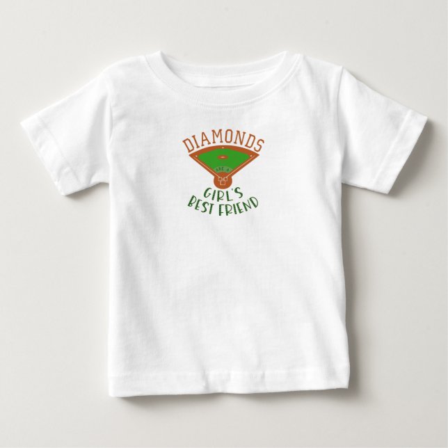 Baseball - Diamonds are a Girl's Best Friend Baby T-Shirt (Front)