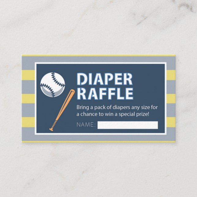 Baseball Diaper Raffle Ticket Enclosure Card (Front)