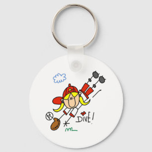 Baseball Dive Girls Softball T-shirts and Gifts Key Ring