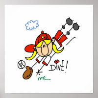 Baseball Dive Girls Softball T-shirts and Gifts