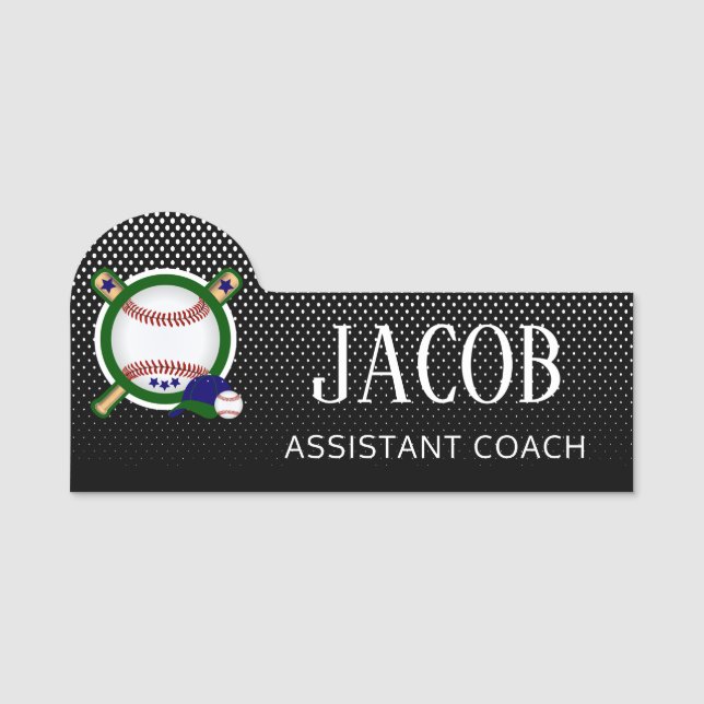 Baseball - DIY Name and Title - Green  Tag (Front)