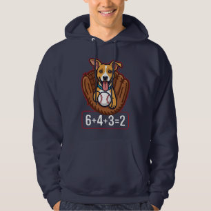baseball dog double play math hoodie