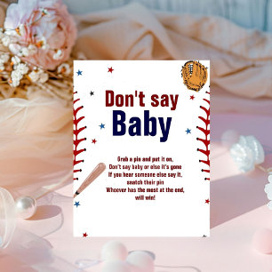 Baseball Don't Say Baby Baby Shower Game sign