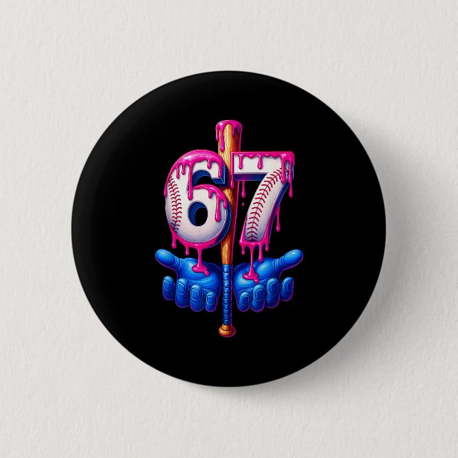 Baseball Drip 6 7 Number 67 Six Seven Meme Mens Bo Cm Round Badge (Front)