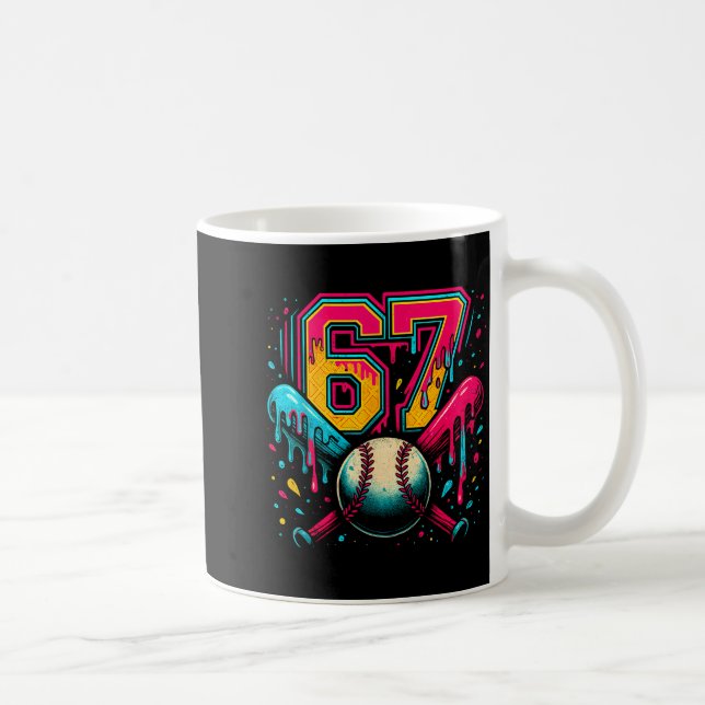 Baseball Drip 6 7 Number 67 Six Seven Meme Mens Bo Coffee Mug (Right)