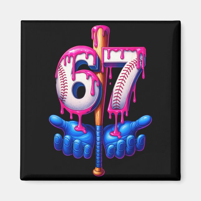 Baseball Drip 6 7 Number 67 Six Seven Meme Mens Bo Magnet (Front)