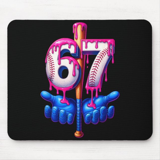 Baseball Drip 6 7 Number 67 Six Seven Meme Mens Bo Mouse Pad (Front)
