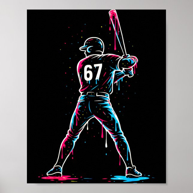 Baseball Drip 6 7 Number 67 Six Seven Meme Mens Bo Poster (Front)