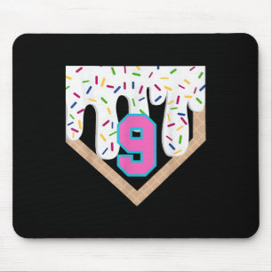 Baseball Drip 9th Birthday Home Plate Boys Youth 9 Mouse Pad