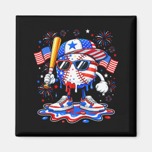 Baseball Drip Aamerican Usa Flag Boys Kids 4th Of Magnet