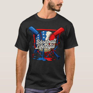 Baseball Drip American Flag For Boys Youth 4Th Of T-Shirt