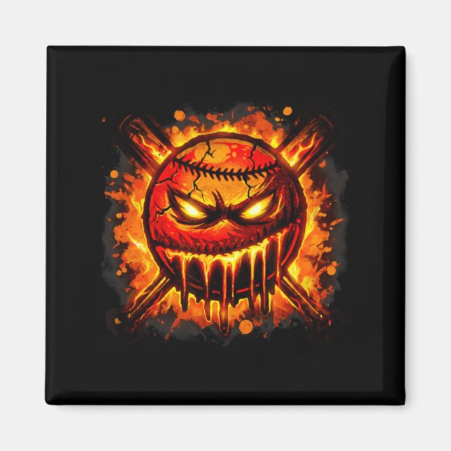 Baseball Drip Angry Lava Slime Ball Graphic  Magnet (Front)