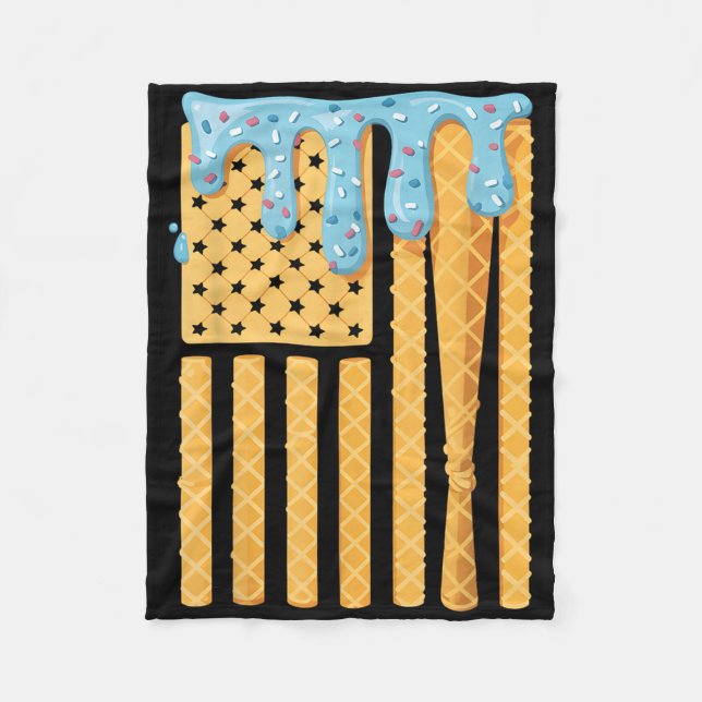 Baseball Drip Bat Boys Dripping Ice Cream American Fleece Blanket (Front)