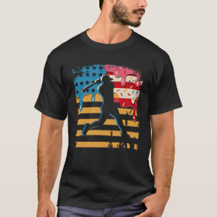 Baseball Drip Bat Boys Ice Cream American Flag 4th T-Shirt
