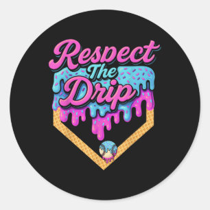 Baseball Drip Boys Home Plate Ice Cream Respect Th Classic Round Sticker
