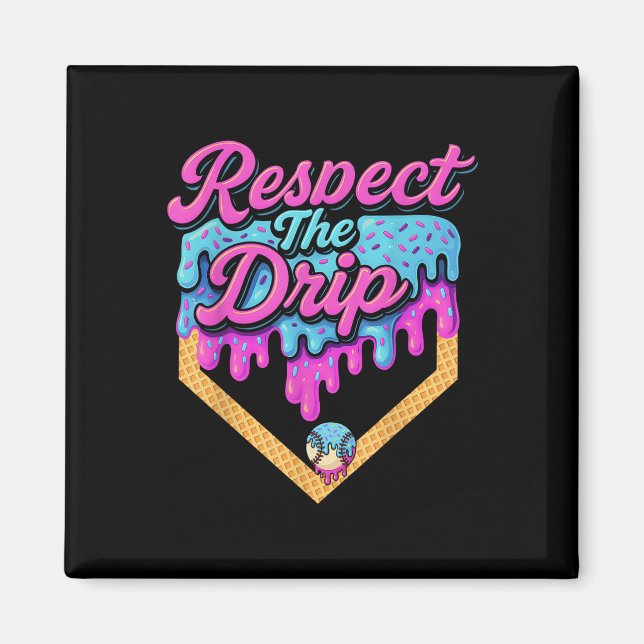 Baseball Drip Boys Home Plate Ice Cream Respect Th Magnet (Front)