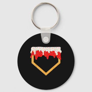 Baseball Drip Boys Home Plate Ice Cream Sprinkles Key Ring