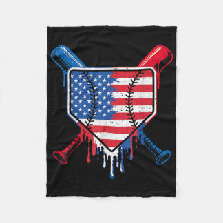 Baseball Drip Boys Ice Cream Patriotic American Fl Fleece Blanket