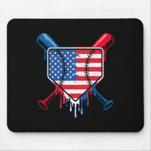 Baseball Drip Boys Ice Cream Patriotic American Fl Mouse Pad
