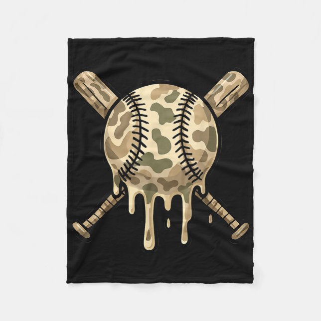 Baseball Drip Camo Baseball Bats Boys Sports Cool  Fleece Blanket (Front)