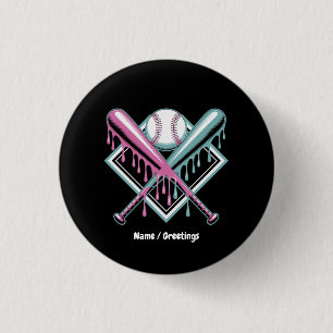 Baseball Drip For Boys Ice Cream Bat – Cool Youth 3 Cm Round Badge