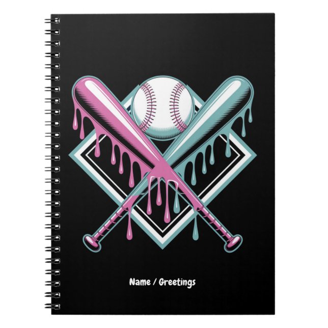 Baseball Drip For Boys Ice Cream Bat – Cool Youth  Notebook (Front)
