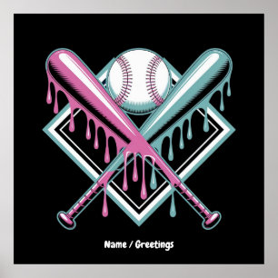 Baseball Drip For Boys Ice Cream Bat – Cool Youth Poster