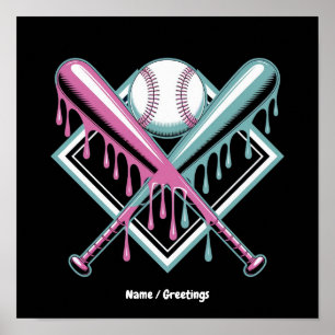 Baseball Drip For Boys Ice Cream Bat – Cool Youth Poster