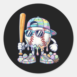 Baseball Drip for Boys Ice Cream Drip Baseball Classic Round Sticker