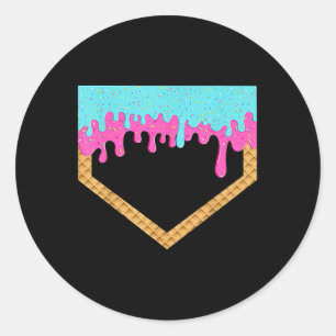 Baseball Drip For Boys Ice Cream Drip Youth Home P Classic Round Sticker