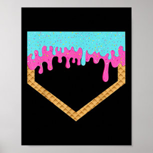 Baseball Drip For Boys Ice Cream Drip Youth Home P Poster