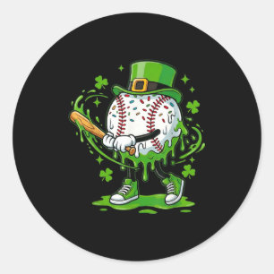 Baseball Drip For Boys Ice Cream Drip Youth St Pat Classic Round Sticker