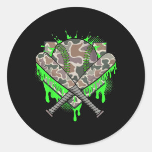 Baseball Drip For Boys Ice Cream Dripping Boys Bas Classic Round Sticker