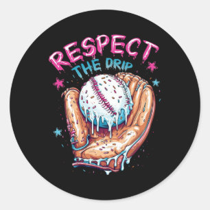 Baseball Drip For Boys Ice Cream Respect The Drip  Classic Round Sticker