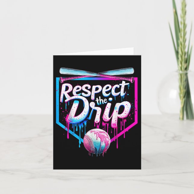Baseball Drip For Boys Men Ice Cream Drip Respect  Card (Front)