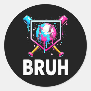 Baseball Drip Funny Bruh Ice Cream Dripng Matching Classic Round Sticker