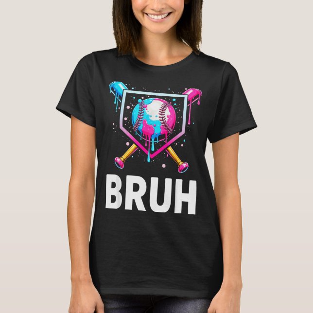 Baseball Drip Funny Bruh Ice Cream Dripng Matching T-Shirt (Front)