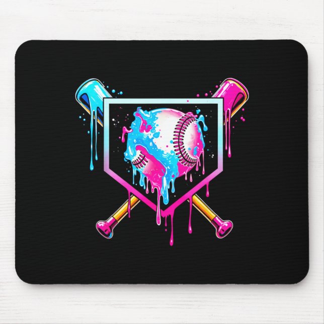 Baseball Drip Funny Ice Cream Dripng Matching Fami Mouse Pad (Front)