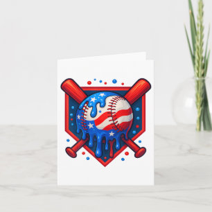 Baseball Drip Ice Cream 4th Of July Usa Flag  Card