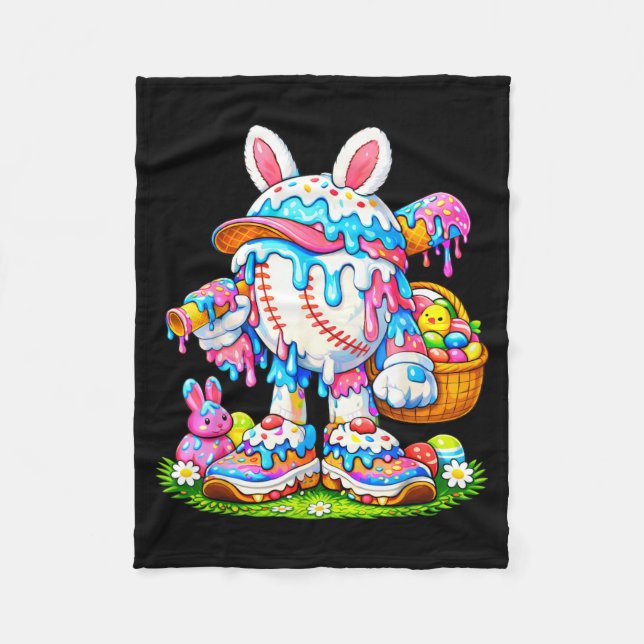 Baseball Drip Ice Cream Apparel Youth Boy Easter Fleece Blanket (Front)
