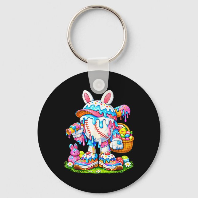 Baseball Drip Ice Cream Apparel Youth Boy Easter Key Ring (Front)
