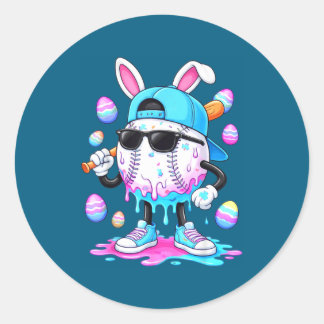 Baseball drip ice cream apparel youth boy happy classic round sticker