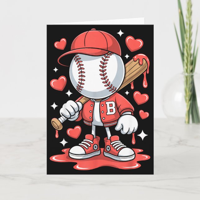 Baseball Drip Ice Cream Apparel Youth Boy Valentin Card (Front)