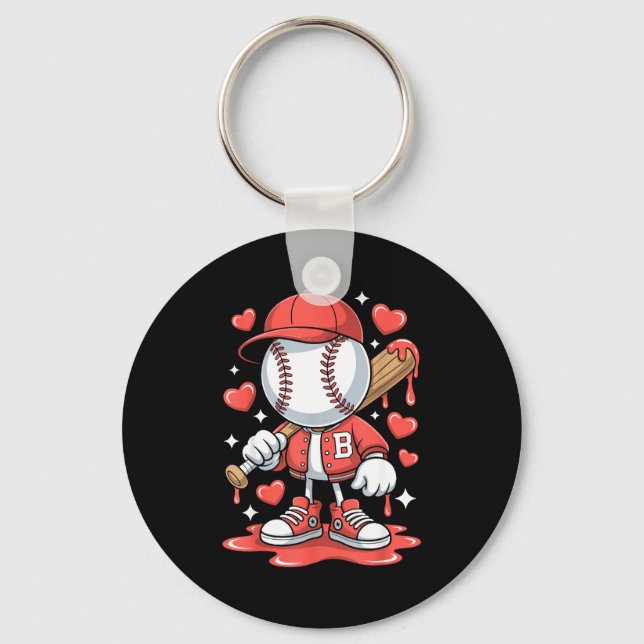 Baseball Drip Ice Cream Apparel Youth Boy Valentin Key Ring (Front)