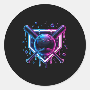 Baseball Drip Ice Cream Bat Kids Classic Round Sticker